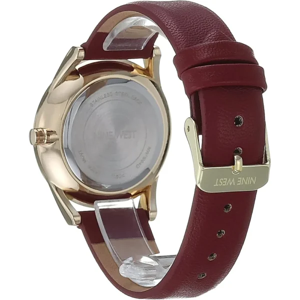 Nine West NW/1995SVBK reloj elegante con correa | 36 mm - Borgoña/ dorado