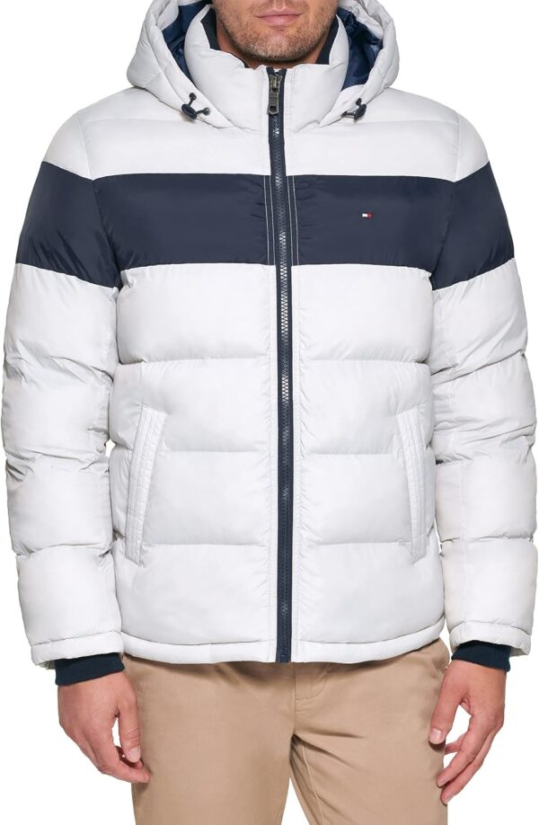 TOMMY HILFIGER CASACA DE PLUMÓN PARA HOMBRE | XL | Midnight Ice Stripes