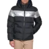 TOMMY HILFIGER CASACA DE PLUMÓN PARA HOMBRE | S | Black And Silver Stripes