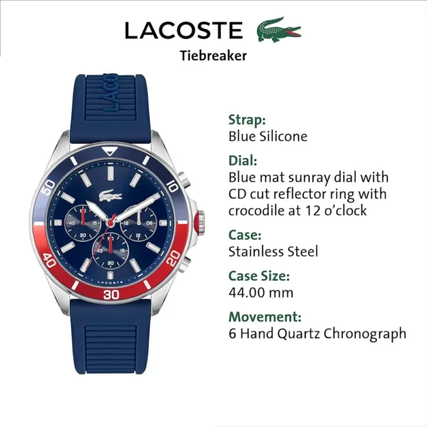 RELOJ LACOSTE TIEBREAKER CRONÓGRAFO HOMBRE - BLUE/RED