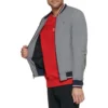 TOMMY HILFIGER CASACA BOMBER VARSITY PARA HOMBRE | S | Soft Protective Cover, Heather Gray