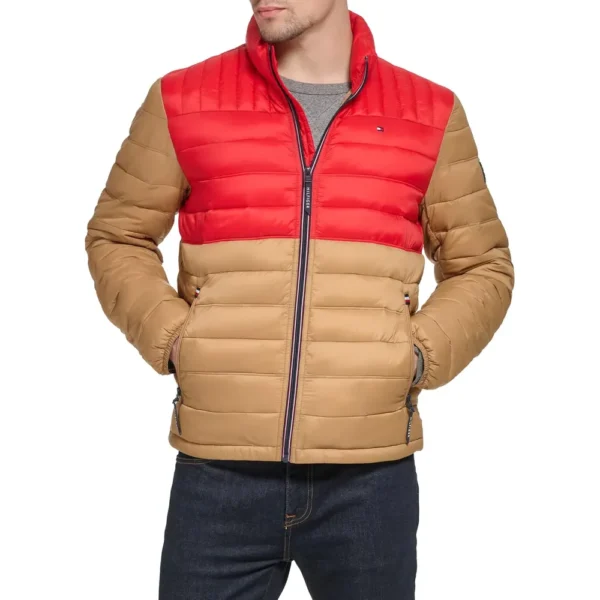 TOMMY HILFIGER LEGACY ULTRA LOFT CASACA PARA HOMBRE | M | Khaki/Red Color Block