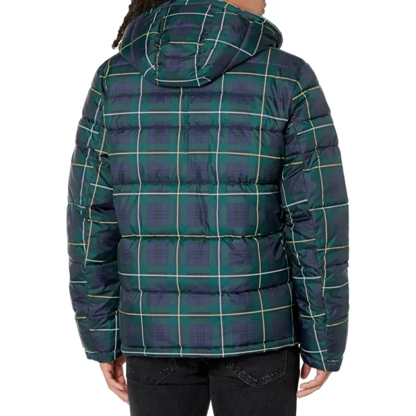 b0c5z8rt64_1_webp.webp TOMMY HILFIGER CASACA ACOLCHADA CON CAPUCHA PARA HOMBRE | Small | Navy Blue Checkered