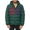 TOMMY HILFIGER CASACA ACOLCHADA CON CAPUCHA PARA HOMBRE | Small | Pine Color Block