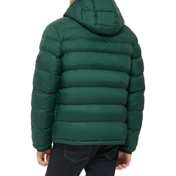 TOMMY HILFIGER CASACA ACOLCHADA CON CAPUCHA PARA HOMBRE | Small | Pine Color Block