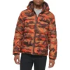 TOMMY HILFIGER CASACA ACOLCHADA CON CAPUCHA PARA HOMBRE | Large | Orange Camouflage