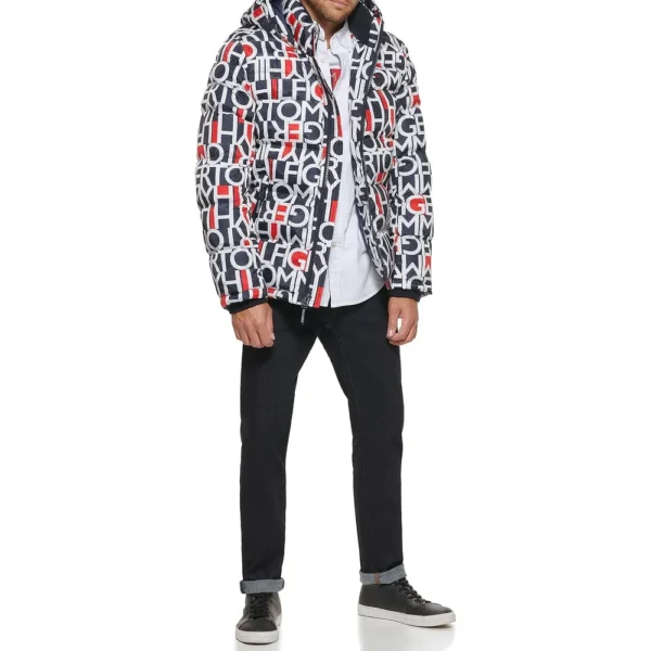 b0c5zq3ckh_1_webp.webp TOMMY HILFIGER CASACA ACOLCHADA CON CAPUCHA PARA HOMBRE | Large | Abstract Red White Blue Logo