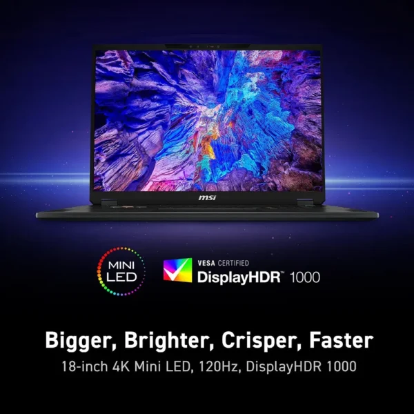 LAPTOP MSI STEALTH 18 HX AI 18″ INTEL ULTRA 9 RTX 5070 TI 64GB 2TB | NEGRO