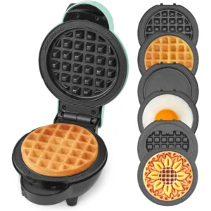WAFLERA DASH MULTIMAKER MINI CON 6 PLACAS Y ESTUCHE | AQUA