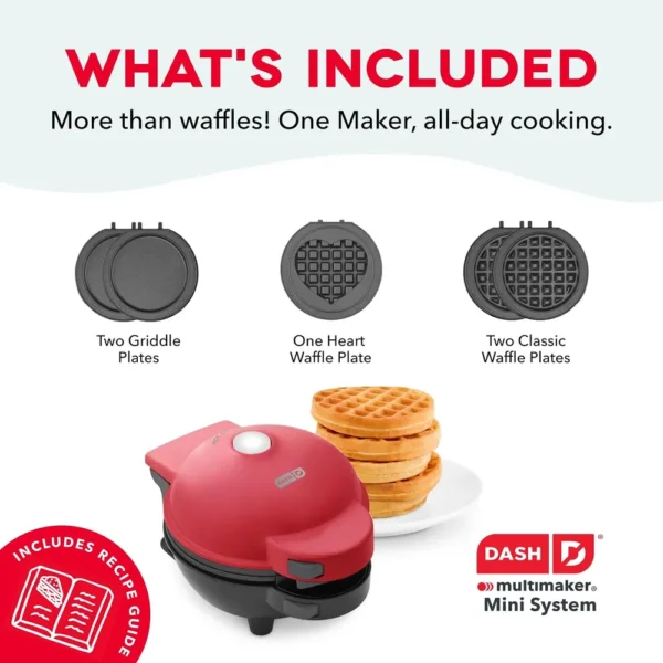 WAFLERA DASH MULTIMAKER MINI CON PLACAS REMOVIBLES | ROJO