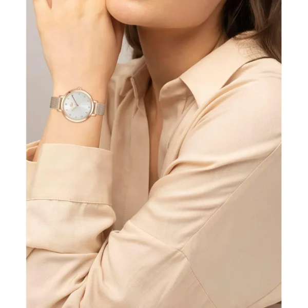 RELOJ LACOSTE RIGA 3H DE CUARZO 34 MM MUJER - CARNATION GOLD MESH