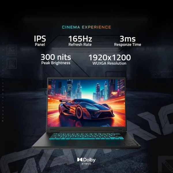 LAPTOP GIGABYTE GAMING A16 16″ INTEL CORE I7 RTX 5070 32GB 1TB | NEGRO