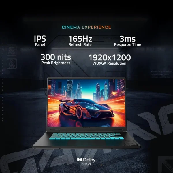 LAPTOP GIGABYTE GAMING A16 16″ INTEL CORE I7 RTX 5070 16GB 1TB | NEGRO