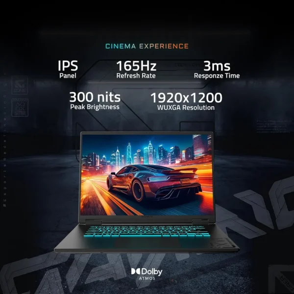 LAPTOP GIGABYTE GAMING A16 16″ INTEL CORE I7 RTX 5050 16GB 512GB | NEGRO
