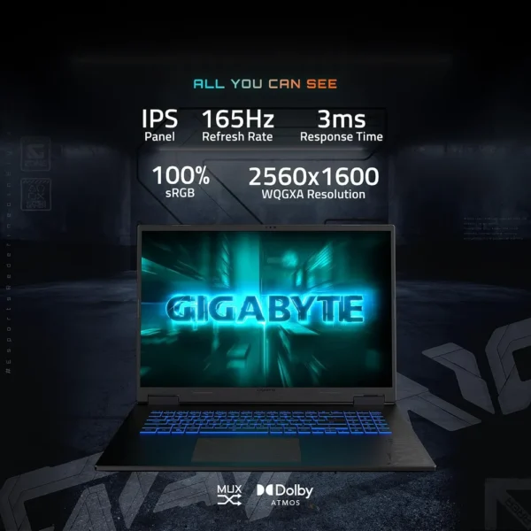 LAPTOP GIGABYTE GAMING A18 18″ RYZEN 7 RTX 5060 32GB 1TB | ACERO NEGRO
