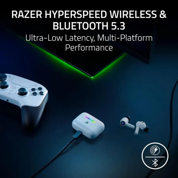 AUDÍFONOS GAMER INALÁMBRICOS RAZER HAMMERHEAD V3 X PLAYSTATION| BLANCO
