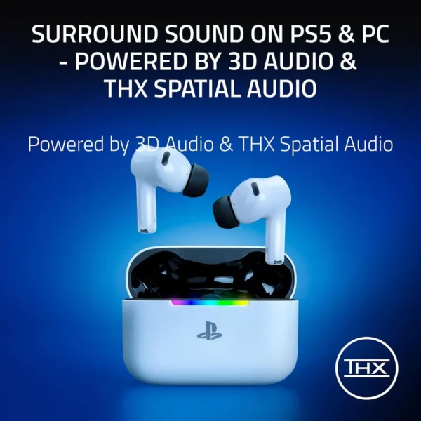 AUDÍFONOS GAMER INALÁMBRICOS RAZER HAMMERHEAD V3 X PLAYSTATION| BLANCO
