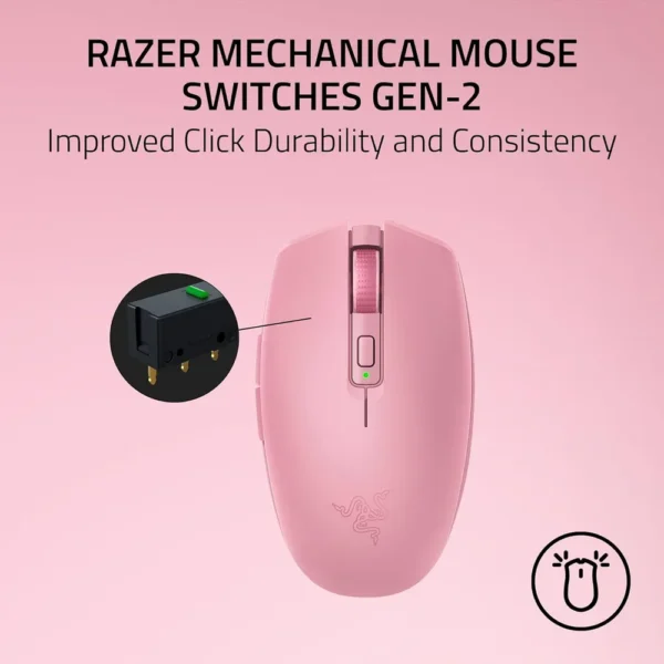 MOUSE GAMER INALÁMBRICO RAZER OROCHI V2 QUARTZ| ROSADA