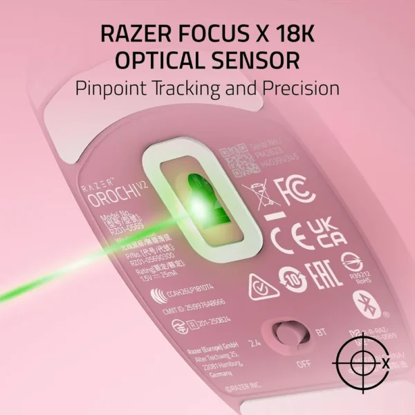MOUSE GAMER INALÁMBRICO RAZER OROCHI V2 QUARTZ| ROSADA