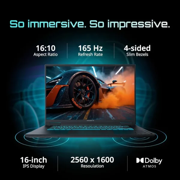 LAPTOP GIGABYTE GAMING A16 16″ RYZEN 7 RTX 5060 16GB 512GB | ACERO NEGRO