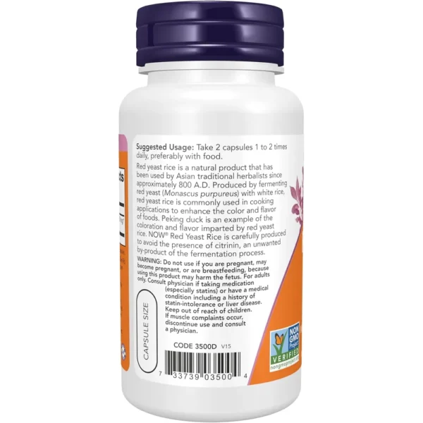 ARROZ DE LEVADURA ROJA NOW FOODS 600 MG 60 CÁPSULAS VEGETALES