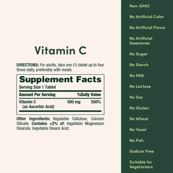 VITAMINA C NATURE'S BOUNTY 500 MG 250 TABLETAS