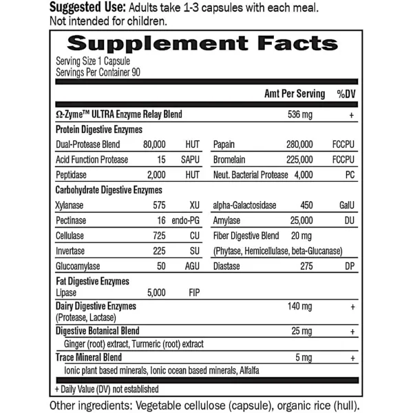 ENZIMAS DIGESTIVAS GARDEN OF LIFE OMEGA-ZYME ULTRA 21 ENZIMAS 90 CÁPSULAS