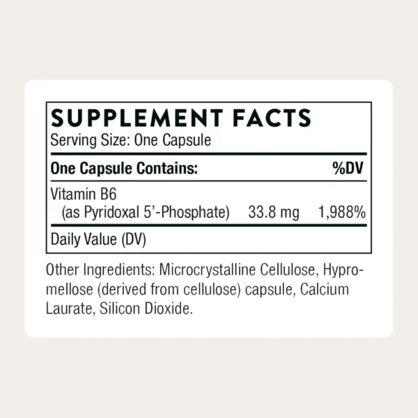 VITAMINA B6 PYRIDOXAL 5'-PHOSPHATE THORNE 180 CÁPSULAS