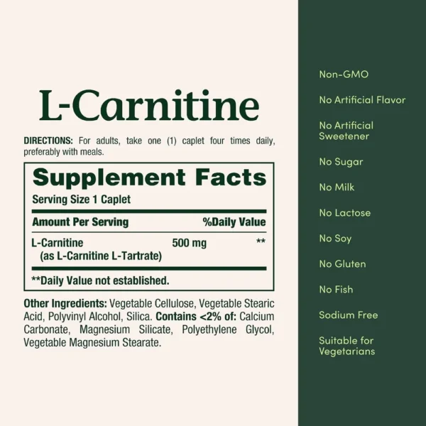 L-CARNITINA NATURE'S BOUNTY 500 MG 30 TABLETAS