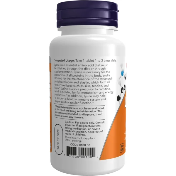 L-LISINA NOW FOODS 500 MG 100 TABLETAS