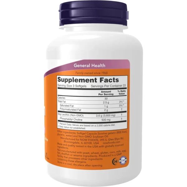 LECITINA NOW FOODS 1200 MG 100 CÁPSULAS BLANDAS