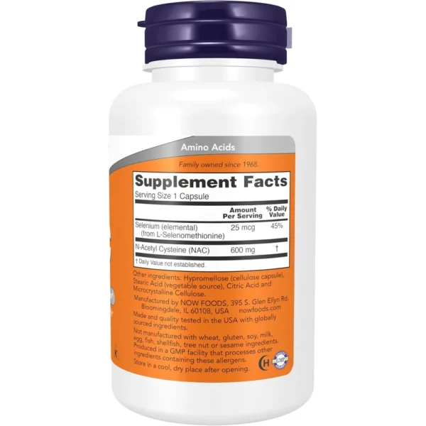 NAC NOW FOODS 600 MG CON SELENIO 100 CÁPSULAS