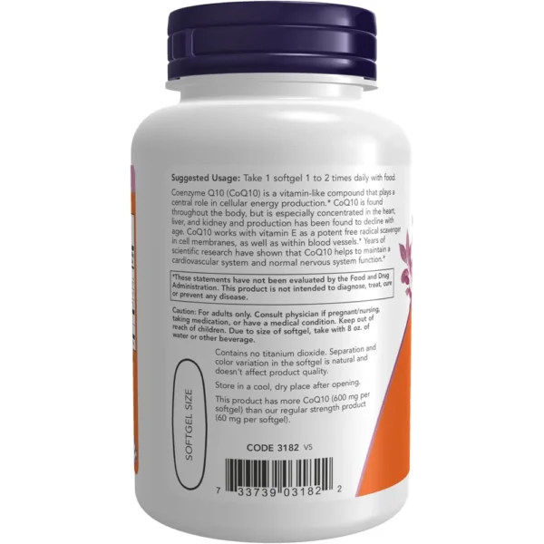 COQ10 NOW FOODS 600 MG CON VITAMINA E + LECITINA 60 CÁPSULAS BLANDAS