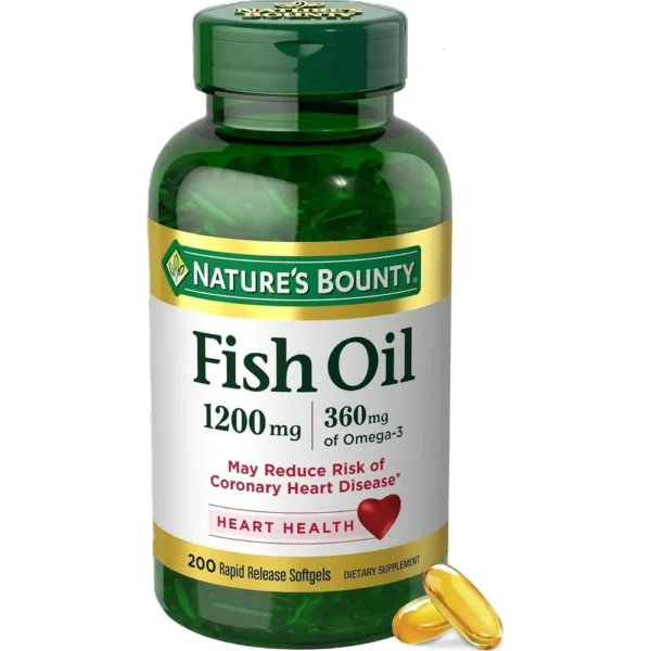 OMEGA 3 NATURE'S BOUNTY 360 MG + ACEITE DE PESCADO 1200 MG 200 CÁPSULAS BLANDAS
