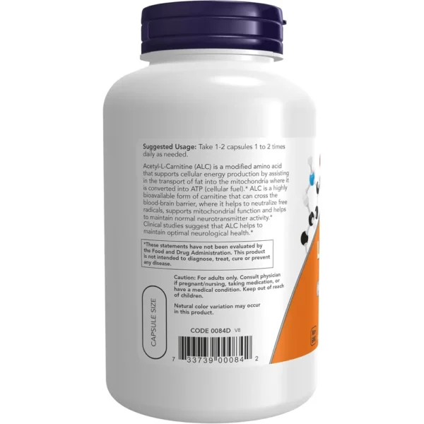 ACETIL L-CARNITINA NOW FOODS 500 MG 200 CÁPSULAS