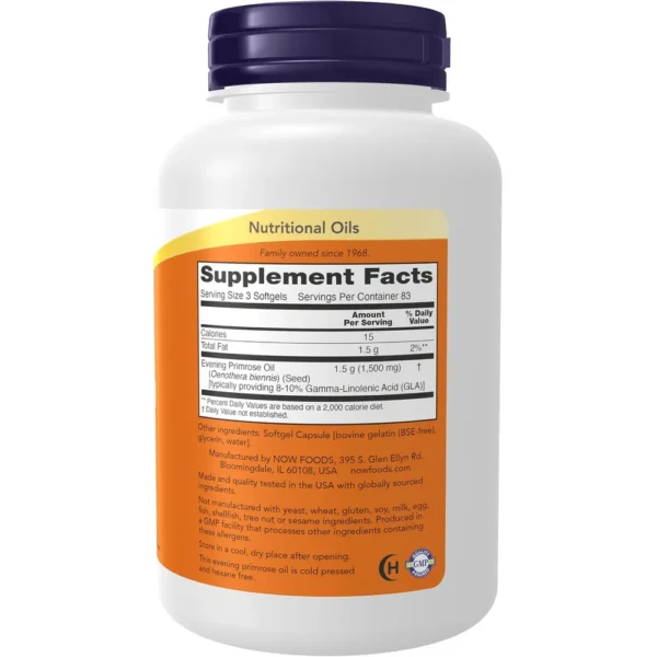 ACEITE DE ONAGRA NOW FOODS 500 MG 250 CÁPSULAS BLANDAS