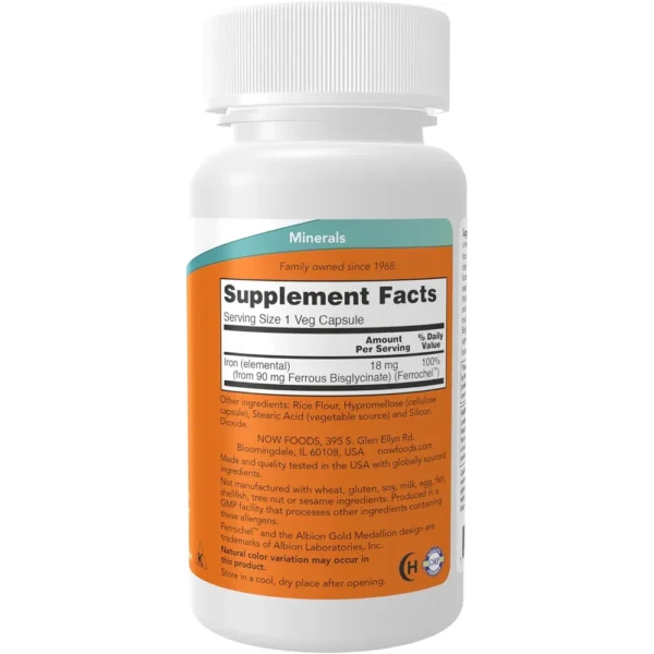 HIERRO NOW FOODS 18 MG 120 CÁPSULAS
