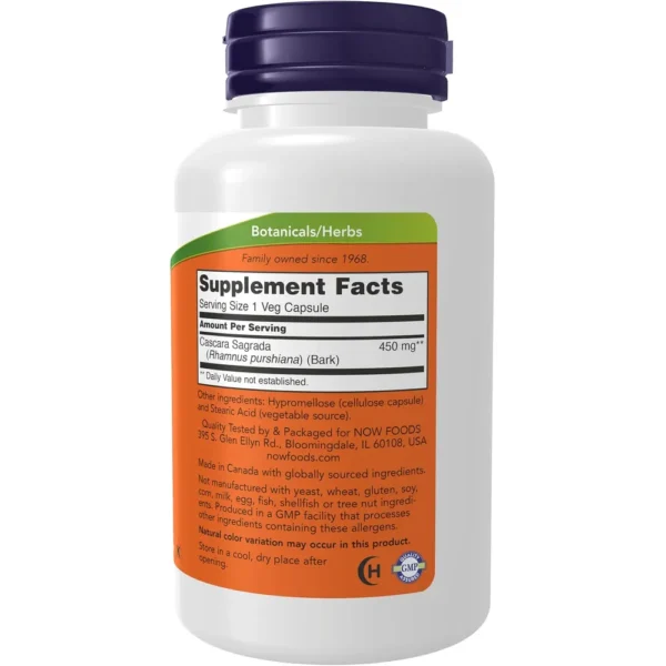 CÁSCARA SAGRADA NOW FOODS 450 MG 100 CÁPSULAS | PACK 2