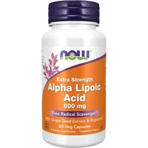 ÁCIDO ALFA LIPOICO NOW FOODS 600 MG CON SEMILLA DE UVA + BIOPERINE 60 CÁPSULAS