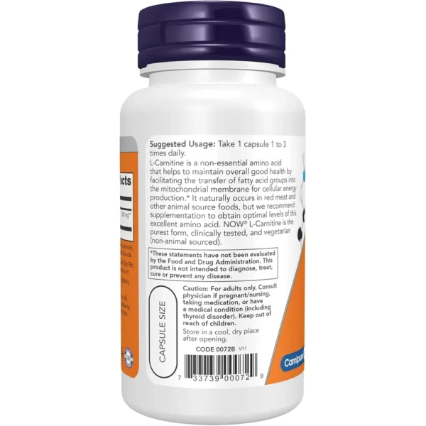 L-CARNITINA NOW FOODS 500 MG 60 CÁPSULAS