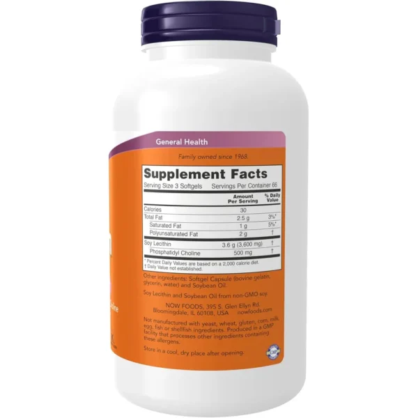 LECITINA NOW FOODS 1200 MG 200 CÁPSULAS BLANDAS