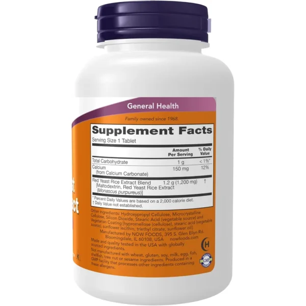 ARROZ DE LEVADURA ROJA NOW FOODS 1200 MG 120 TABLETAS