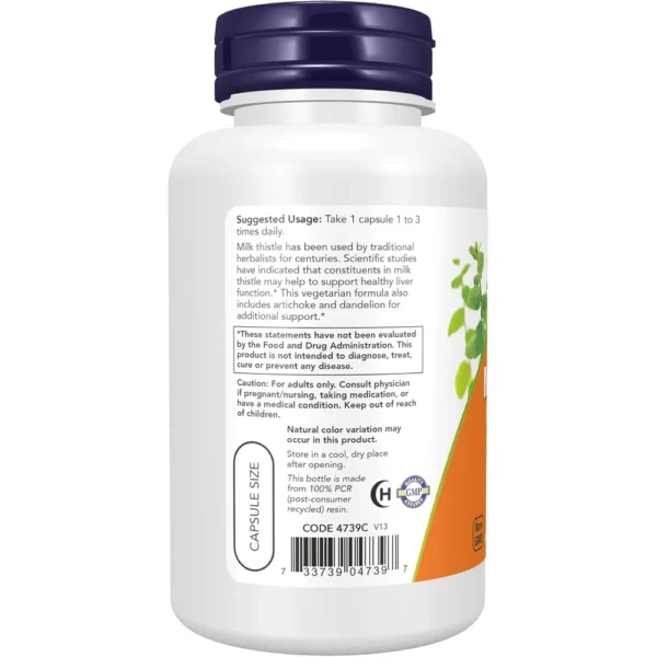 CARDO MARIANO NOW FOODS 300 MG CON ALCACHOFA + DIENTE DE LEÓN 100 CÁPSULAS