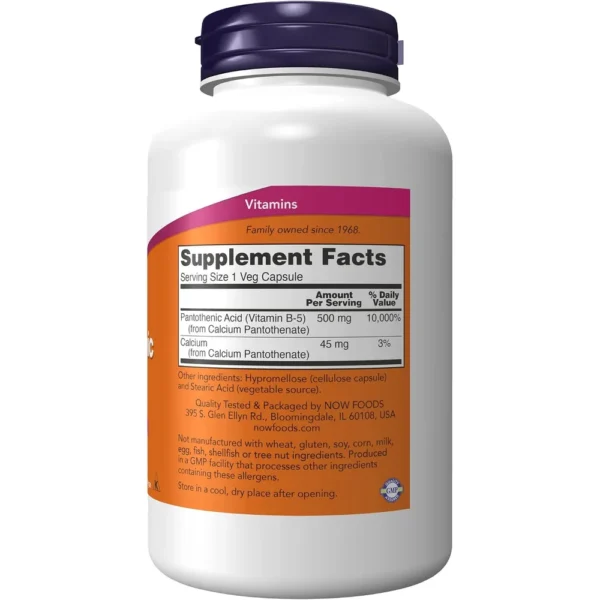 VITAMINA B5 NOW FOODS 500 MG 250 CÁPSULAS