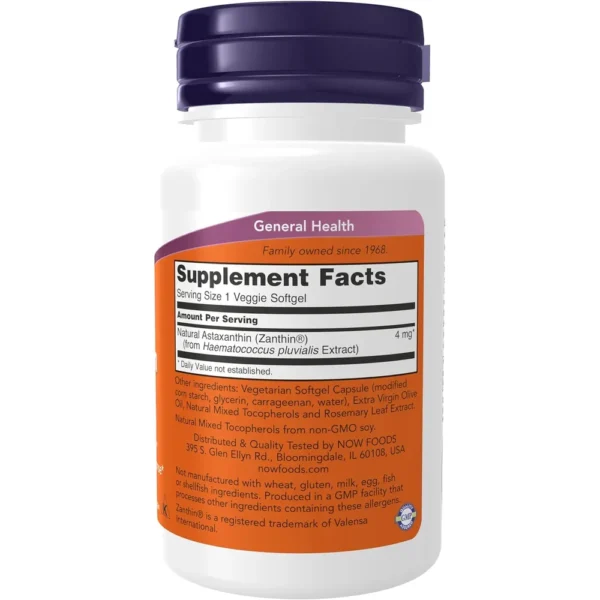 ASTAXANTINA NOW FOODS 4 MG 60 CÁPSULAS BLANDAS