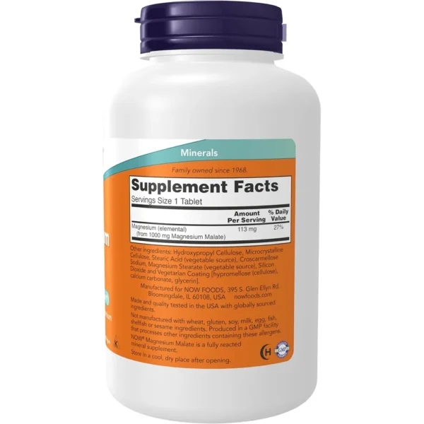 MALATO DE MAGNESIO NOW FOODS 1000 MG 180 TABLETAS