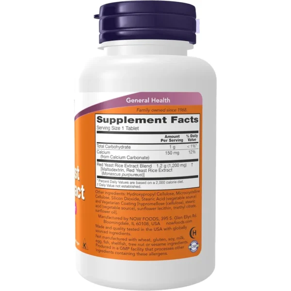 ARROZ DE LEVADURA ROJA NOW FOODS 1200 MG 60 TABLETAS