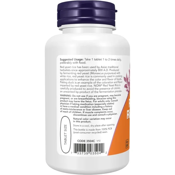 ARROZ DE LEVADURA ROJA NOW FOODS 1200 MG 60 TABLETAS