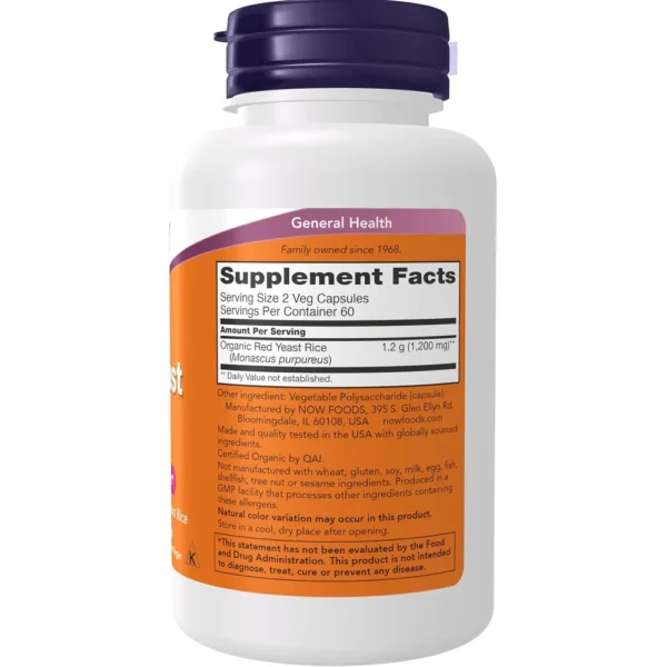 ARROZ DE LEVADURA ROJA NOW FOODS 600 MG 120 CÁPSULAS