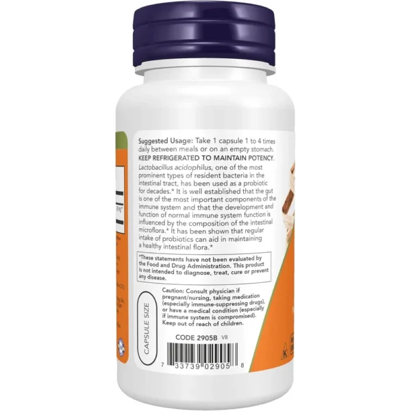 PROBIÓTICO ACIDOPHILUS NOW FOODS 2 BILLONES UFC 100 CÁPSULAS